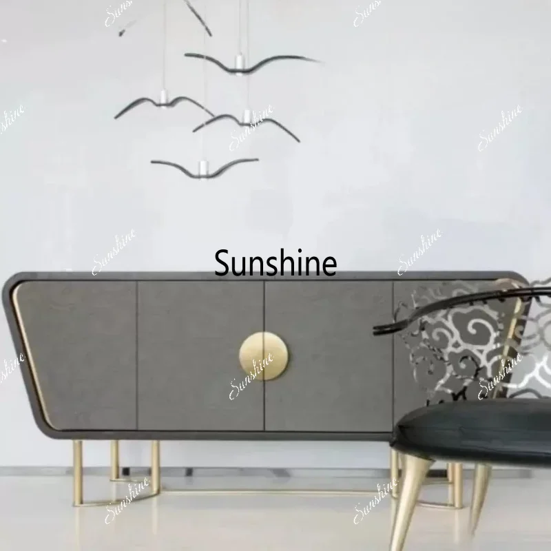 Light luxury lacquered sideboard, solid wood entryway cabinet, modern minimalist storage wine cabinetTJ