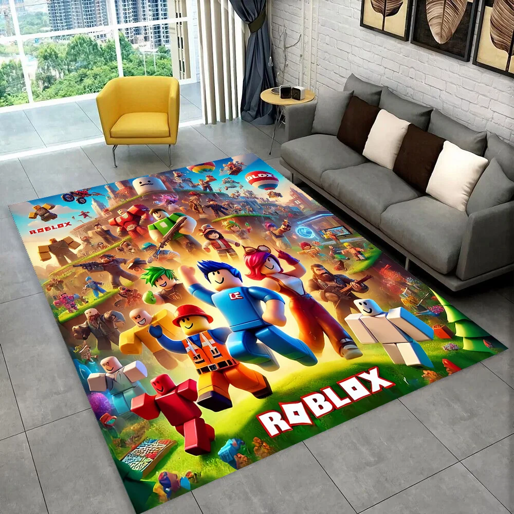 3D Cartoon R-Robloxs Game Carpet Rug for Playroom Bedroom Living Room Sofa Home Doormat Decor, Area Rug Non-slip Floor Mat Gift