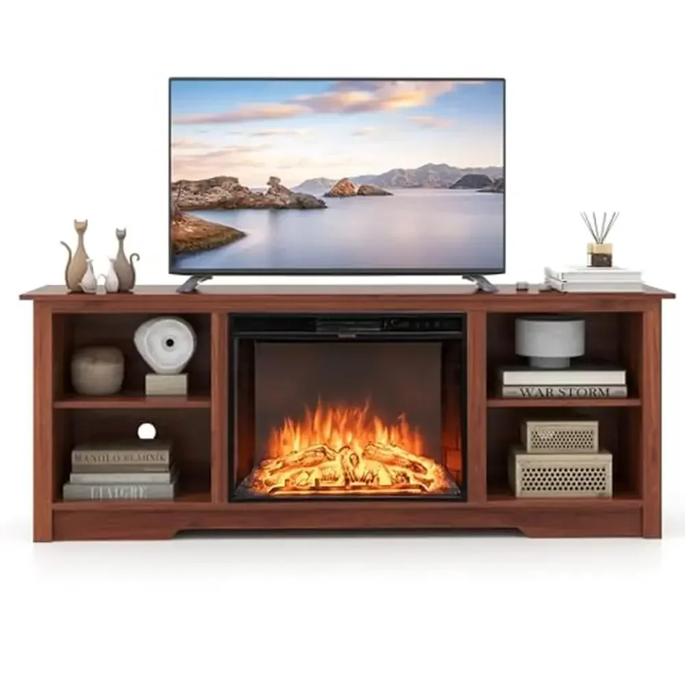 Electric Fireplace TV Stand TVs up to 75 Inches 1500W Heater Insert with Remote Control and 3 Flame Colors Large 70-inch Wooden