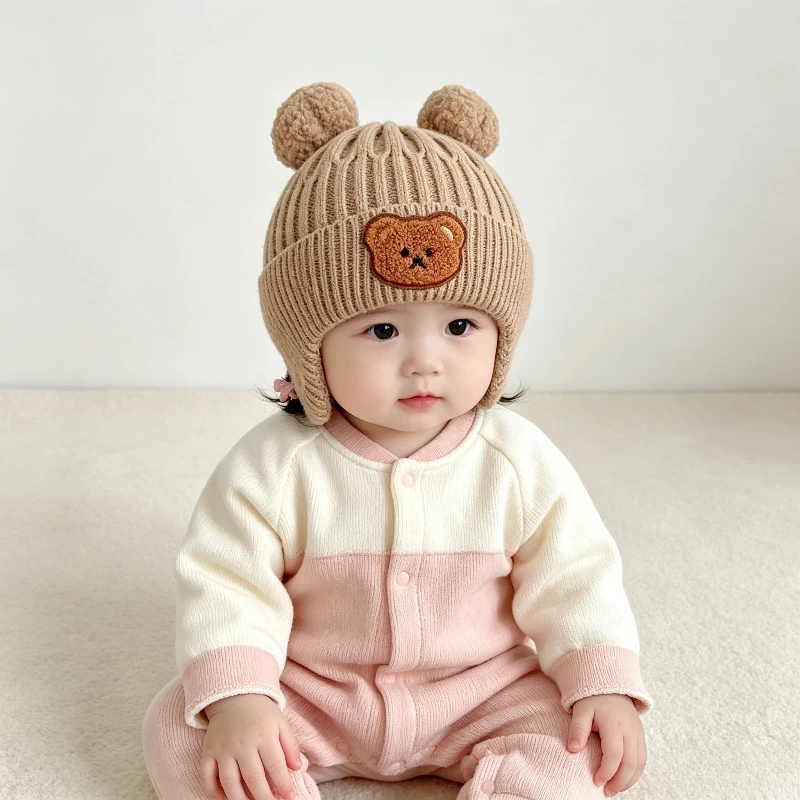 6-36Months New Hot Warm Bear Shaped Knitted Cap Unisex Autumn Winter Caps Outside Hat