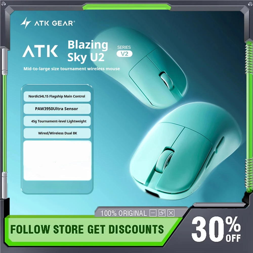 

ATK BlazingSky U2V2 Mini/Ultimate Wireless Mouse Lightweight Ergonomics PAW3395/PAW3950ultra Sensor U2 Plus/Pro Max Gaming Mouse