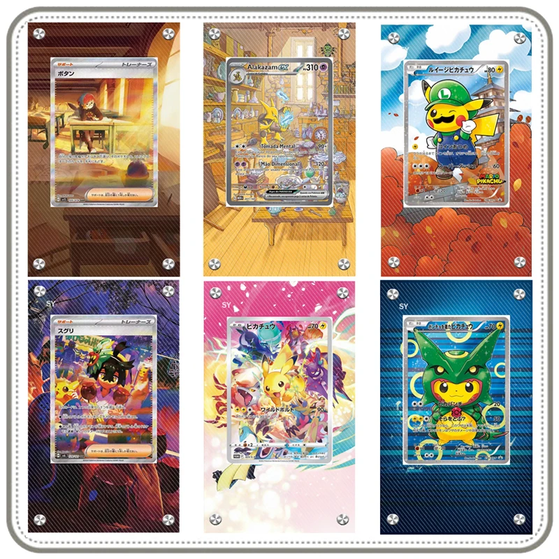 pokemon-alakazam-pikachu-kieran-pintura-estendida-tijolo-preso-anime-colecao-cartao-acrilico-rack-de-exibicao-ornamento-desktop-15x9cm