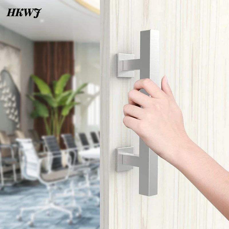 

12 Inch Heavy Duty Pull Handle Sliding Barn Door Handle Pull Set Carbon/Stainless Steel Square Shape Furniture Handle Hardware