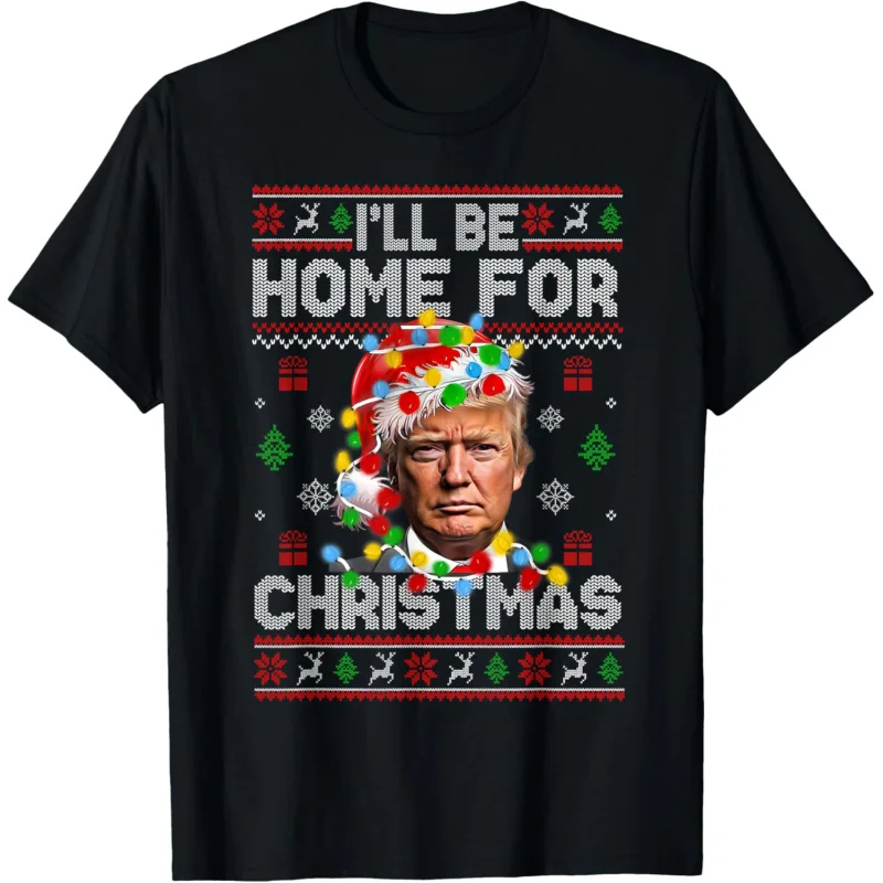 Men's clothinI want to go home for Christmas Loose plus size T-shirt with Saint Trump image