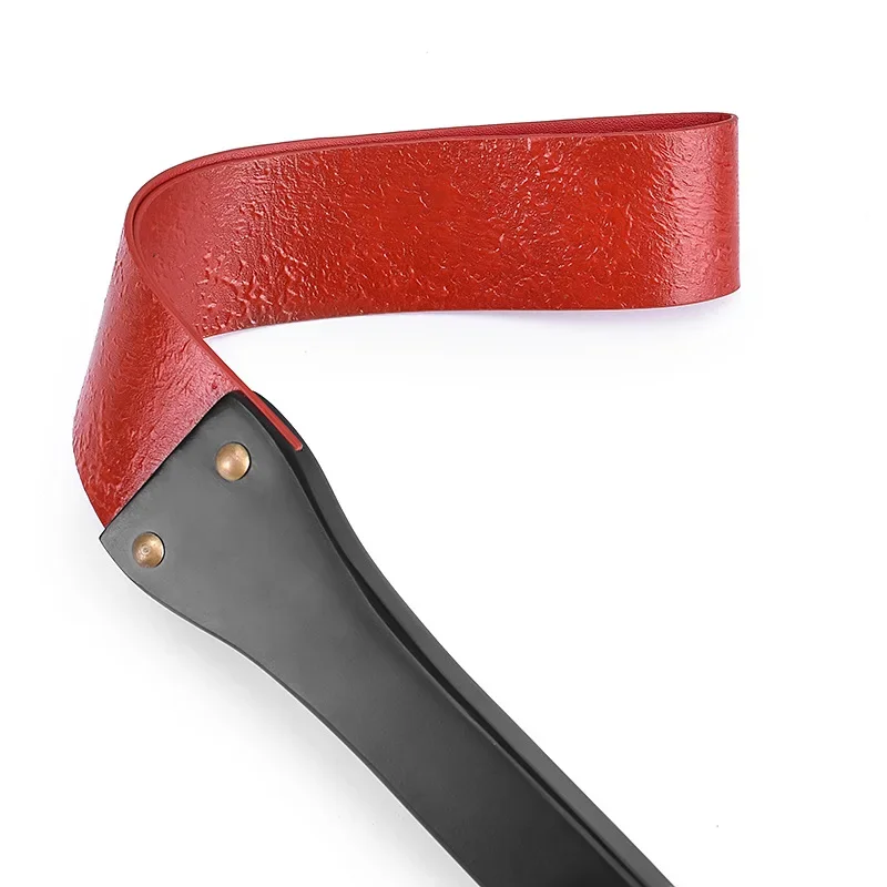 19.3" Handwork Make Ancient Wooden Handle Red Genuine Cow Leather Deluxe Riding Crop Whip