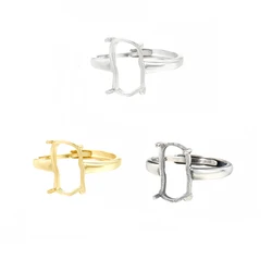 925 Sterling Silver Adjustable Ring Base for 7x14mm Irregular Stone Ring Blank Setting Jewelry Making DIY Gift for Women