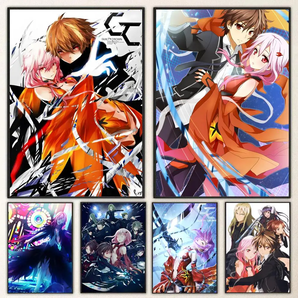 Anime Guilty Crown Poster Self Adhesive Waterproof PP Poster Coffee Shop Bar Wall Sticker Home Room Decor Wall Art