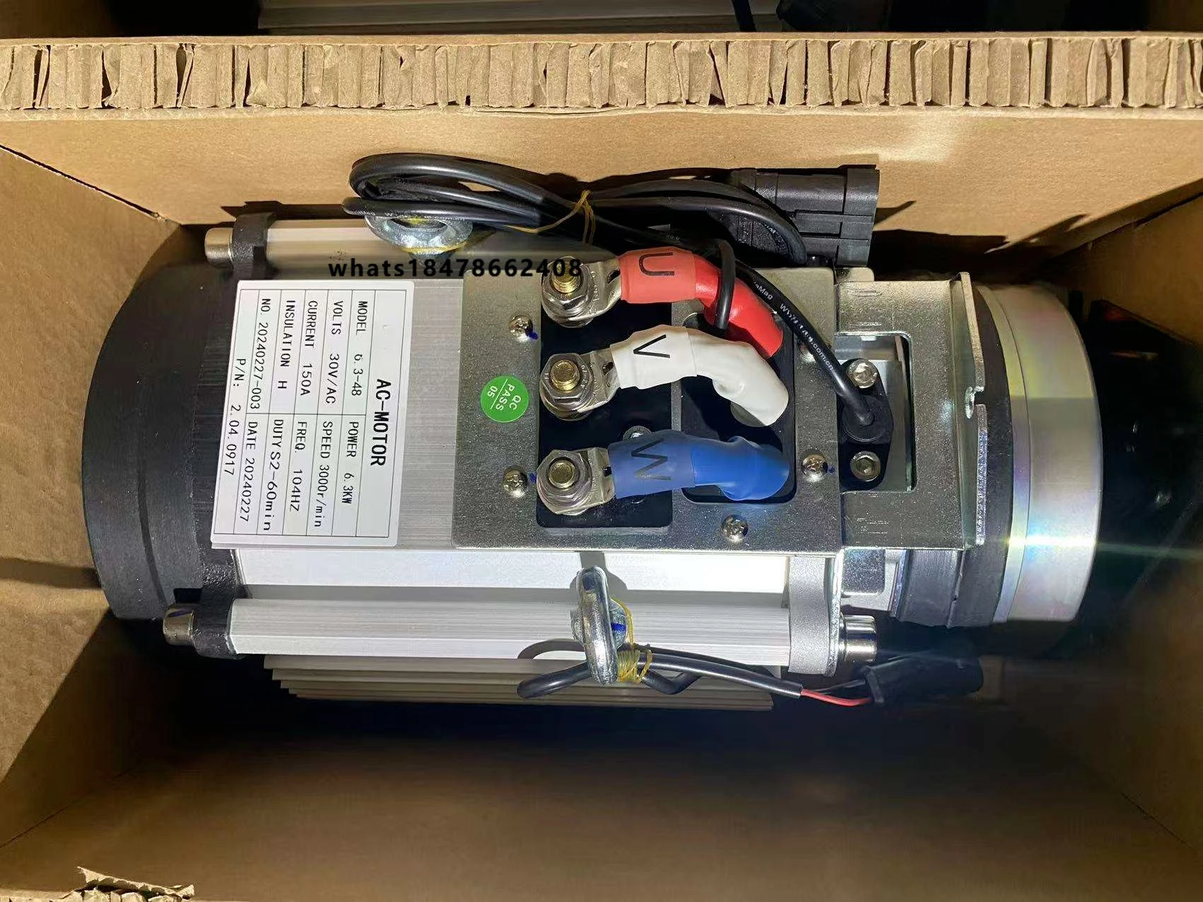 Conversion Kit AC Motor 6.3-48 6300 Watts AC Motor Electric Vehicle 3000 RPM DEL HDK Model