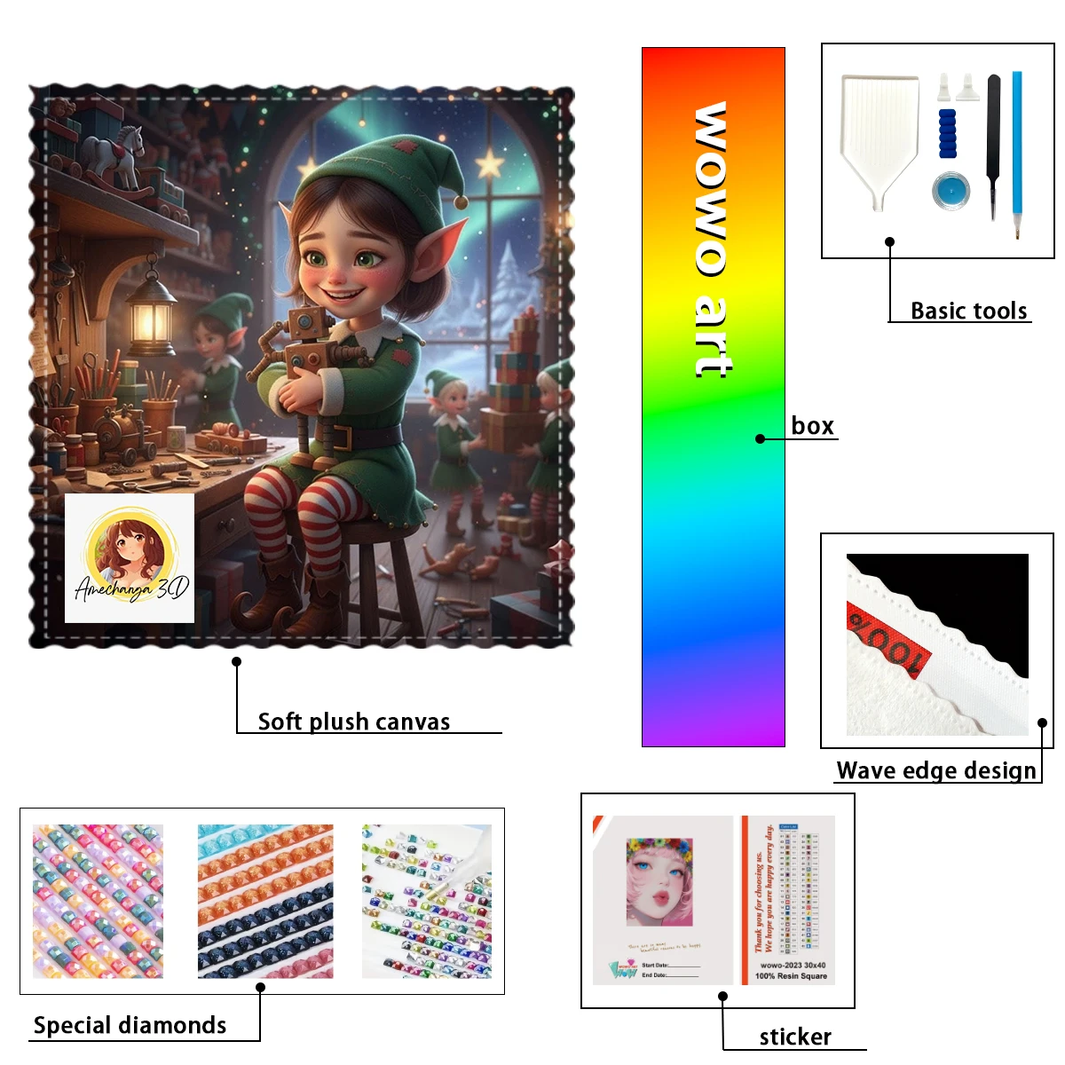 

【Anechanga 3D_ Diamond Art】Little Christmas Green Dress Girl Crystal AB Rhinestone FD Rhinestone Perfect Resin Diamond