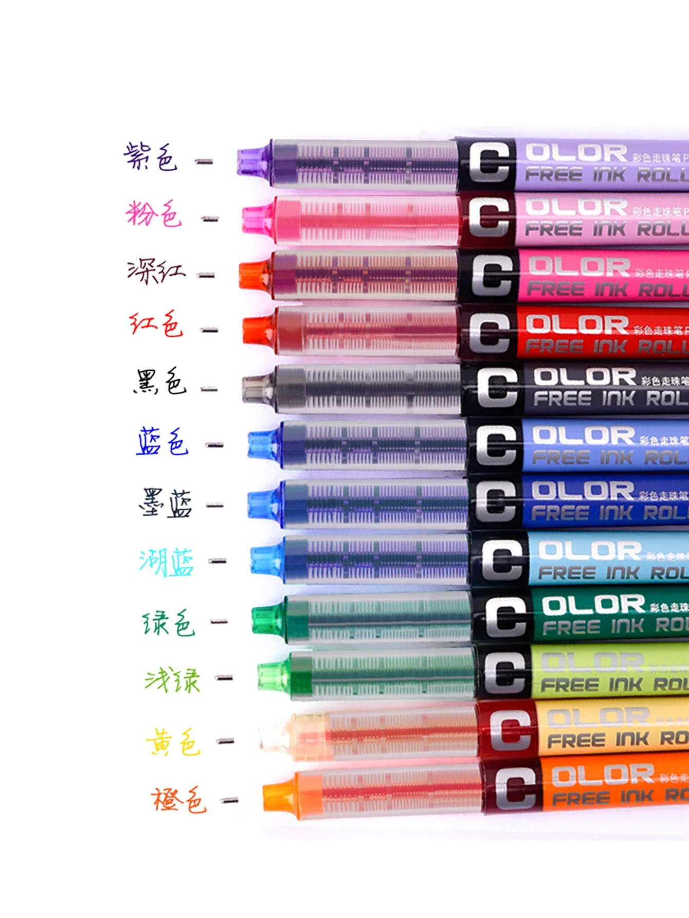 12 Colors Precise Stick Liquid Ink Roller ball Pens, Extra Fine Point, 0.5mm Super Smooth Quick Drying Skip-free Writing