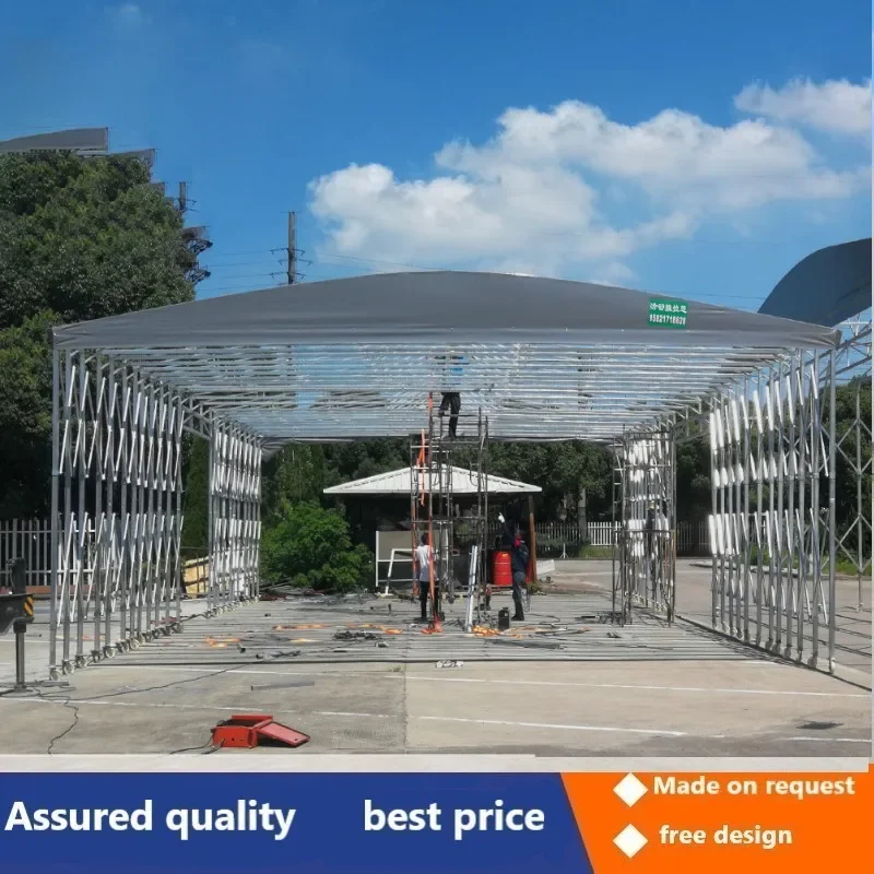 Large outdoor shade warehouse canopy factory storage mobile sliding awning manual folding retractable awning