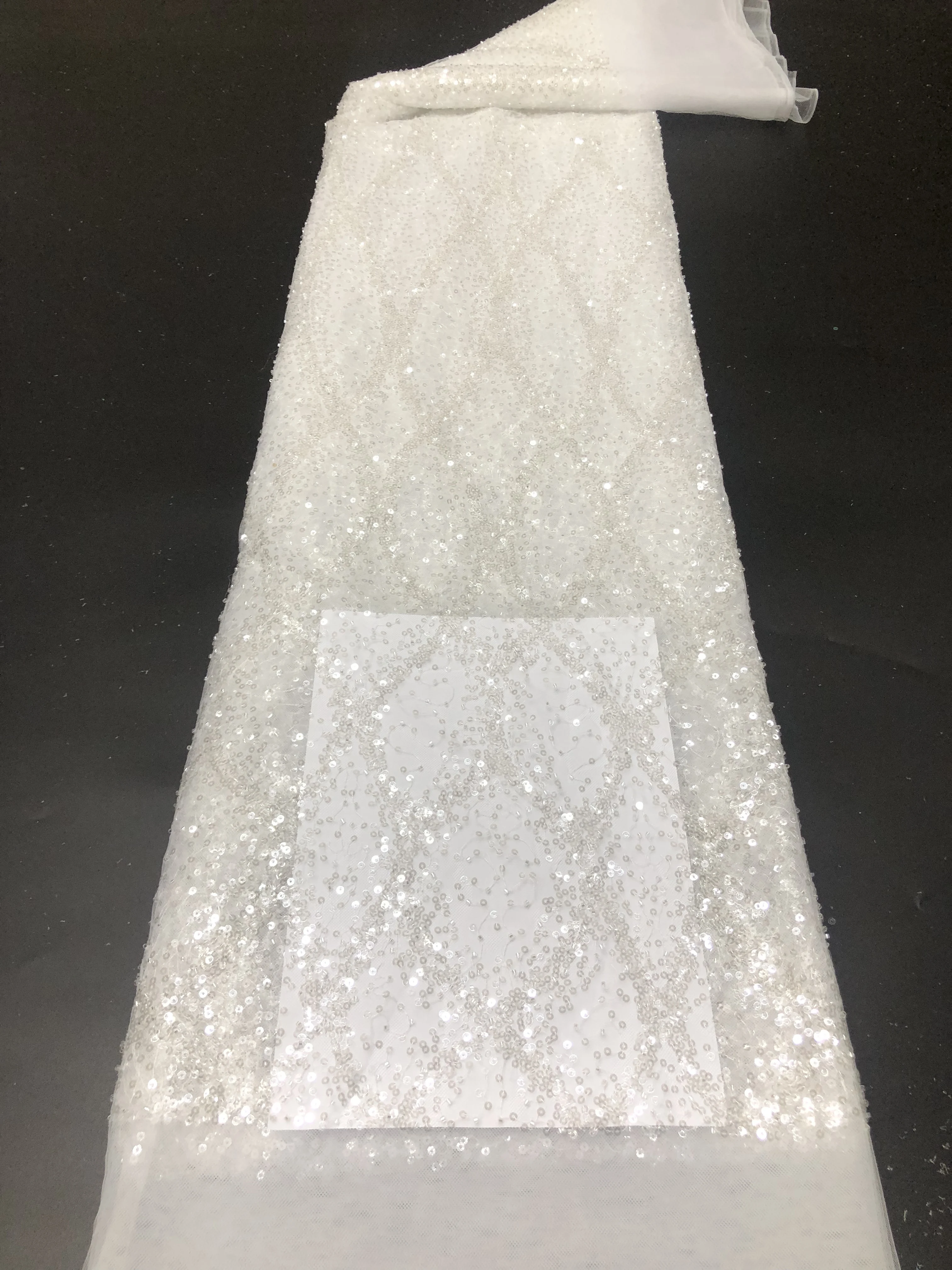 ผ้าลูกไม้ตาข่ายปักเลื่อมแอฟริกัน 5 หลา ผ้าลูกไม้ทูลล์ตาข่ายฝรั่งเศสไนจีเรียคุณภาพสูง 2025 สำหรับตัดเย็บชุดเดรสงานแต่งงานหรูหรา