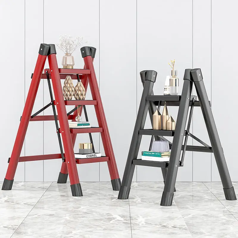 Multifunctional Folding Ladder Carbon Steel High Stools Kitchen Load-bearing Step Ladder Chair Widen 2/3/4/5 Step Ladder