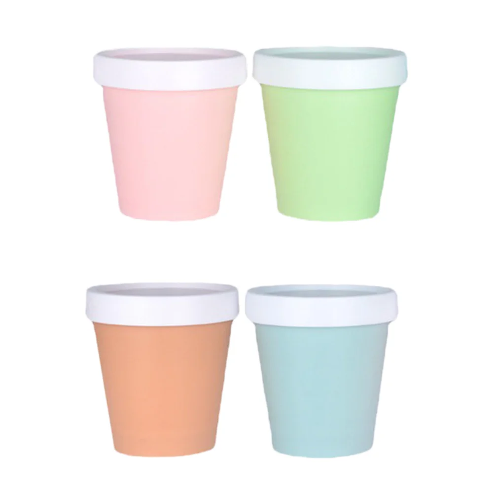 4 Pcs Empty Ice Cream Bottle Container Soup Cups Containers with Lids Bowls Freezer Food Storage Dessert