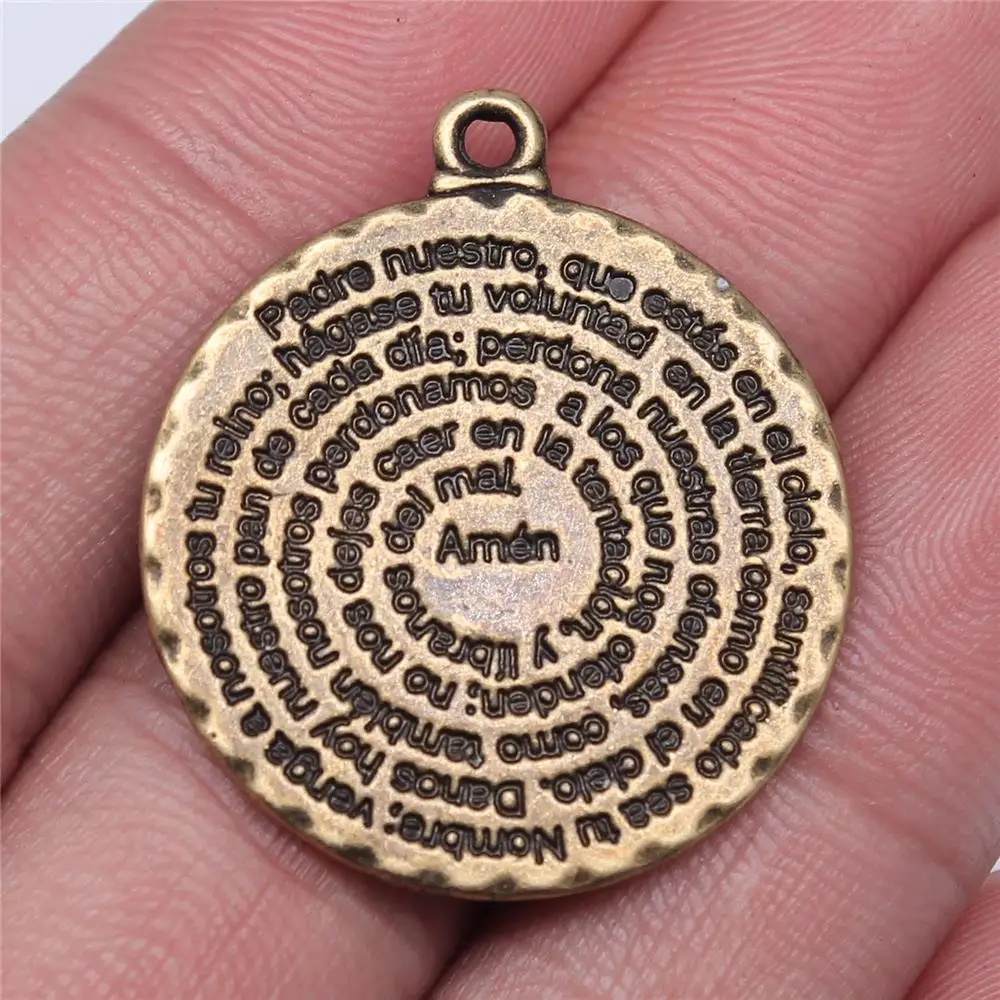 40pcs 32x28mm Pendant Bible Double Sided Round Amen Bible Pendant Charm For Jewelry Making Bible Amen Pendants image 2