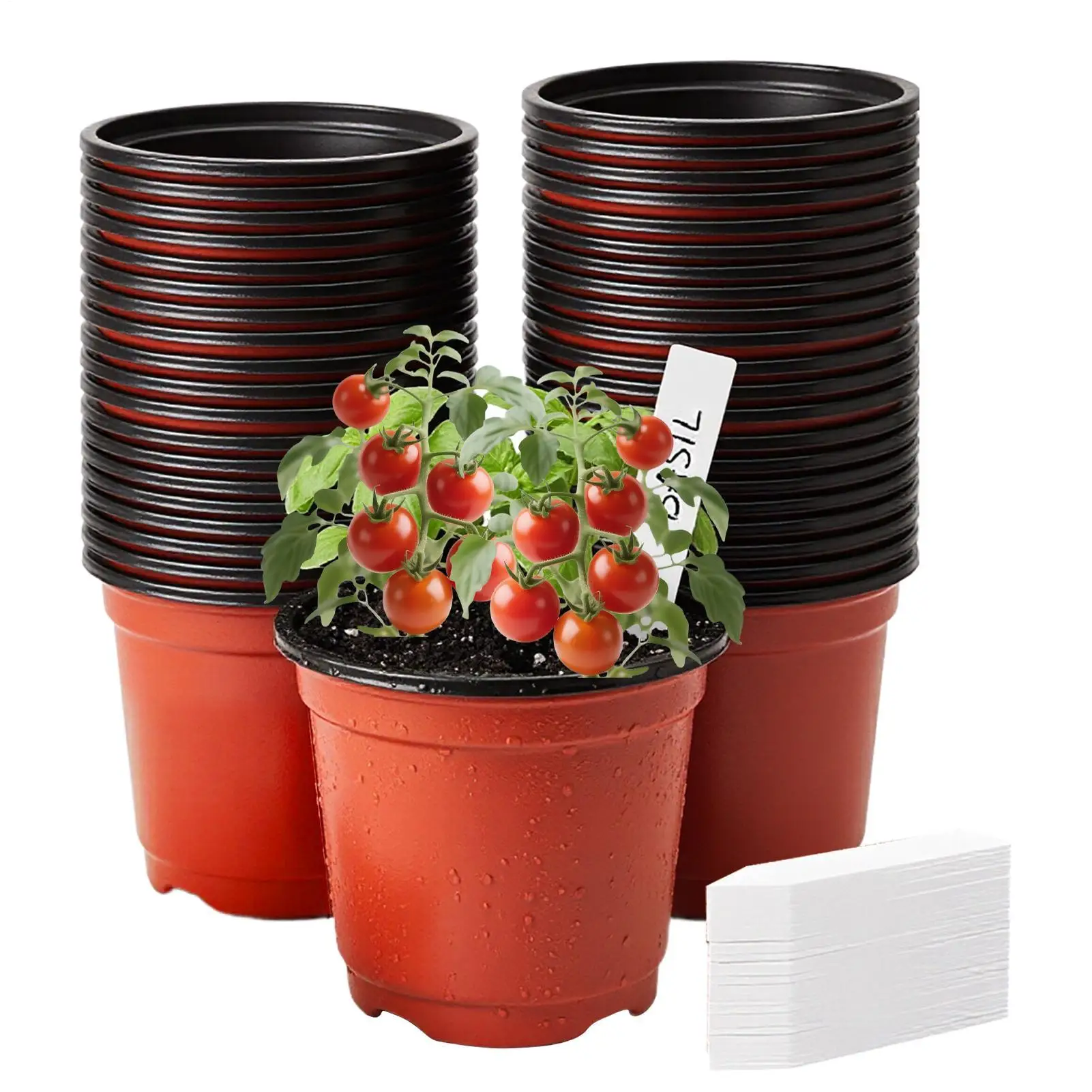 100 plastic flower pots with labels Portable Flexible Planter for Garden Outdoor Patio Greenhouse Balcony Succulents Vegetables