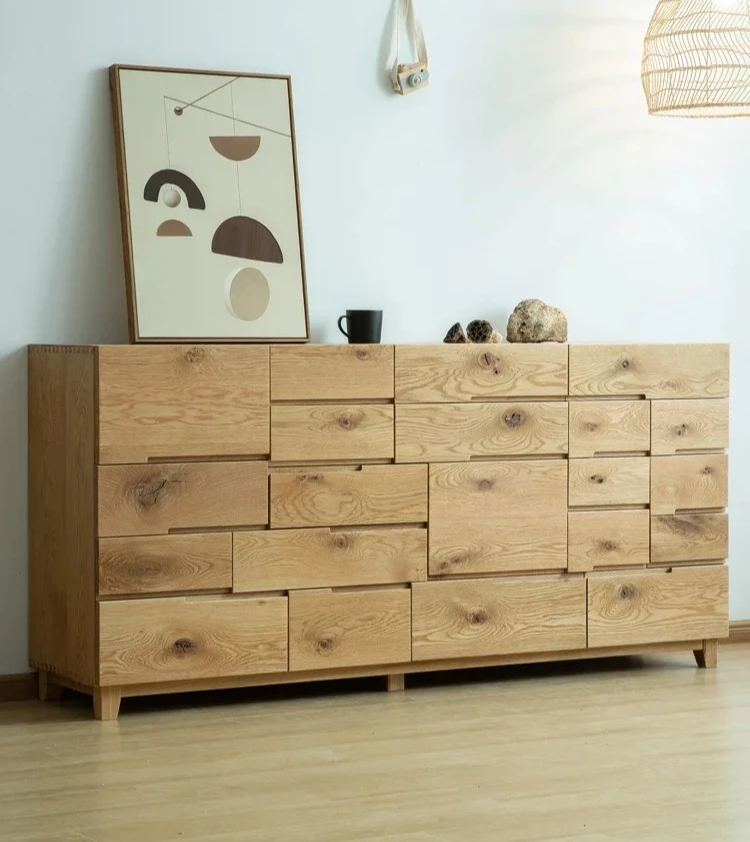 

X188 Chest of Drawers White Oak Nine-Drawer Cabinet Locker Black Walnut Wooden Storage Cabinet Drawer Nordic and Japanese Style