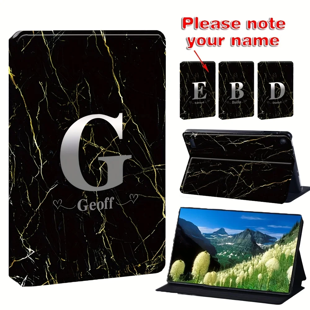 Customized Name Stand PU Case for Fire 7 Fire HD 8 Fire HD 8 Plus Foldable Tablet Cover Case Dual Layer Protective Shell Sleeve