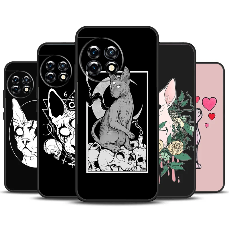 Satanic Sphynx casing untuk OnePlus 12 11 9 10 Pro 9RT 10T 10R 12R OnePlus Nord CE 2 3 Lite 2T N10 N20 penutup