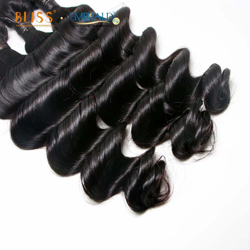 16 Inch Human Hair Bundles Loose Wave Bundles Brazilian Hair Weave Bundles Human Hair Natural Color Double Weft Hair Extensions