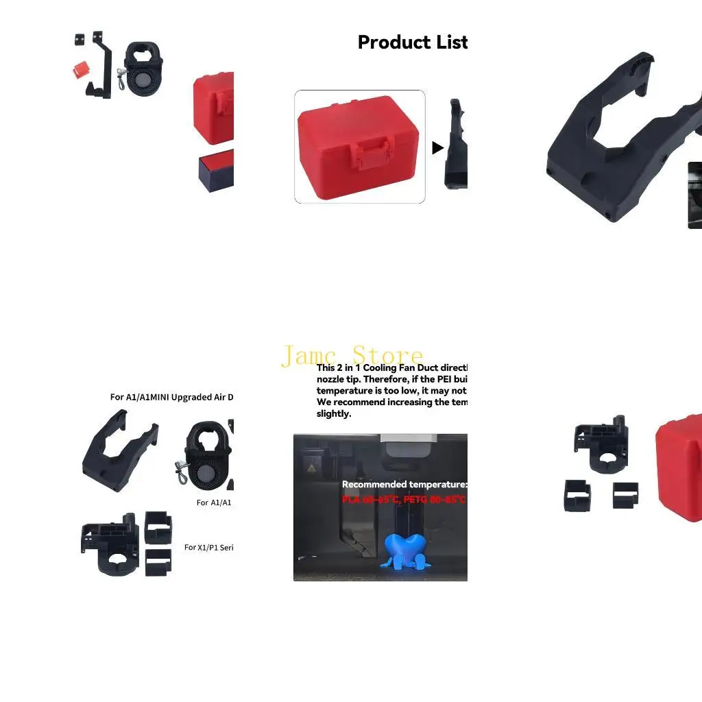 

LX0B Cooling Fan Heat Dissipation Duct Extrusion 3D Printer Air Duct Replacement for X1C P1P P1S H2D Accessories