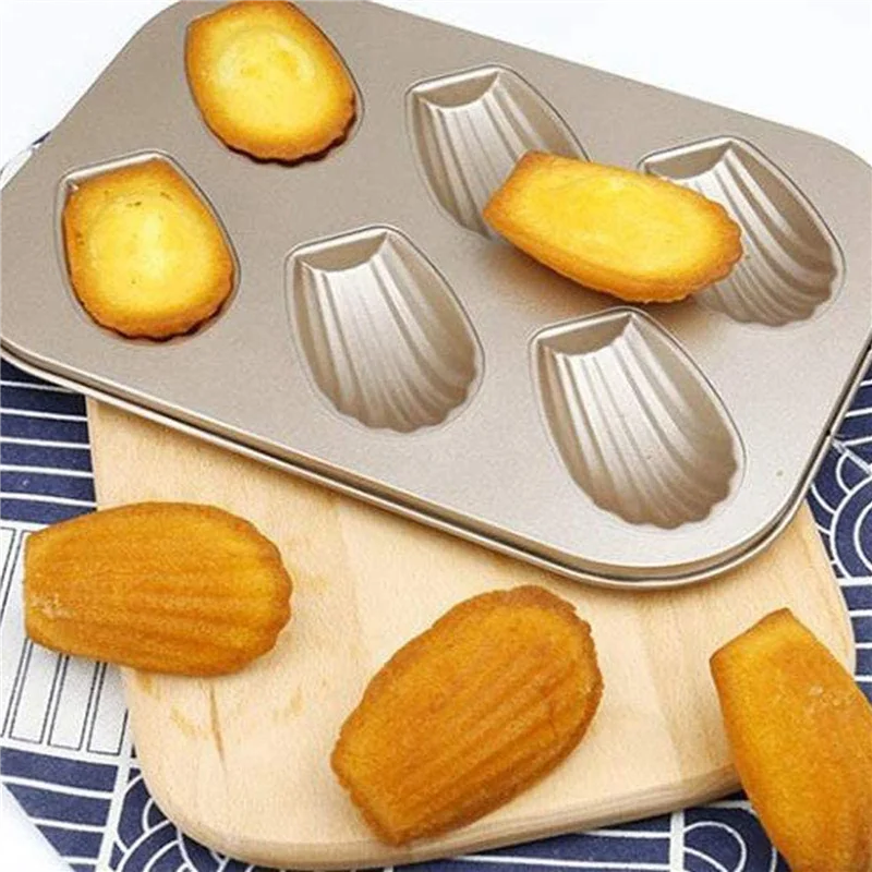 

【MEET】8 Pack Madeleine Mold Cake Pan, Non-Stick Heavy Duty Shell Madeline Bakeware For Oven Baking (Gold)