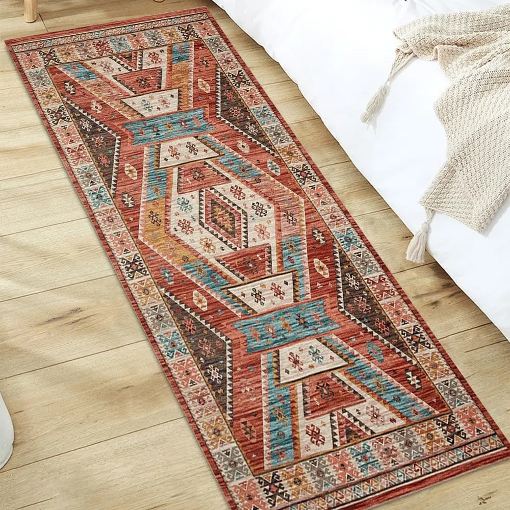 2026 Vintage Boho Washable NonSlip Soft Area Rug Floral Geometric Design Bedroom Entryway Kitchen Foyer Playroompromote sales