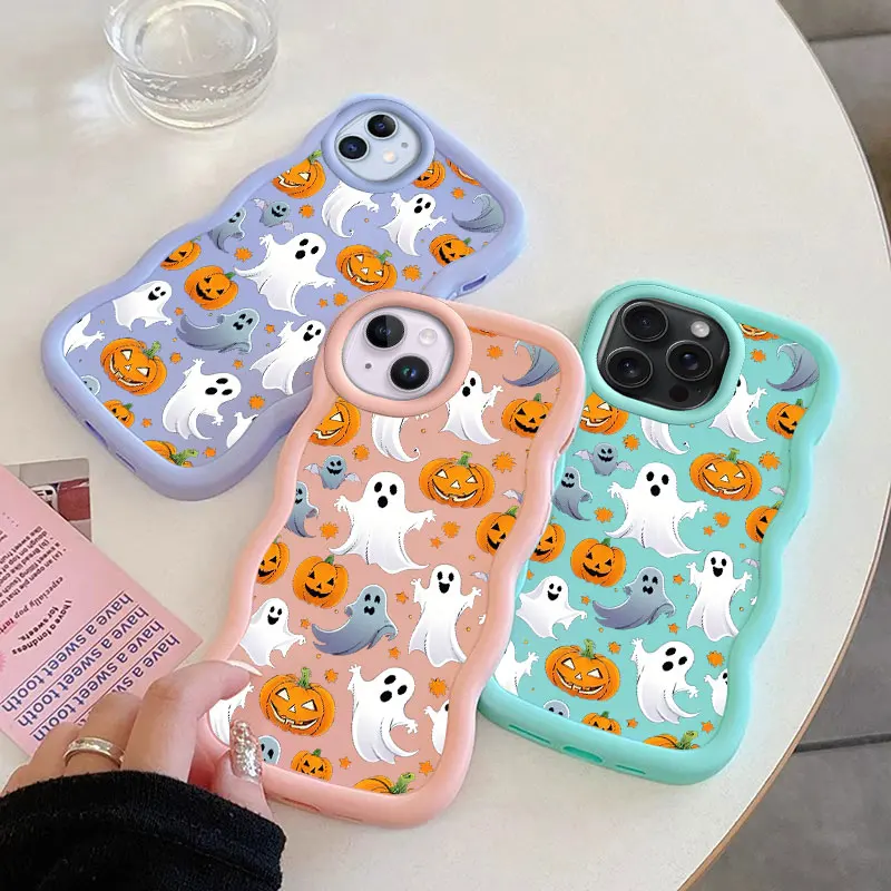 Funny Pumpkins Macalong Phone Case for iPhone XR 11 12 13 14 15 16 PRO MAX PLUS Soft Coque Wavy edged Shockproof Cover