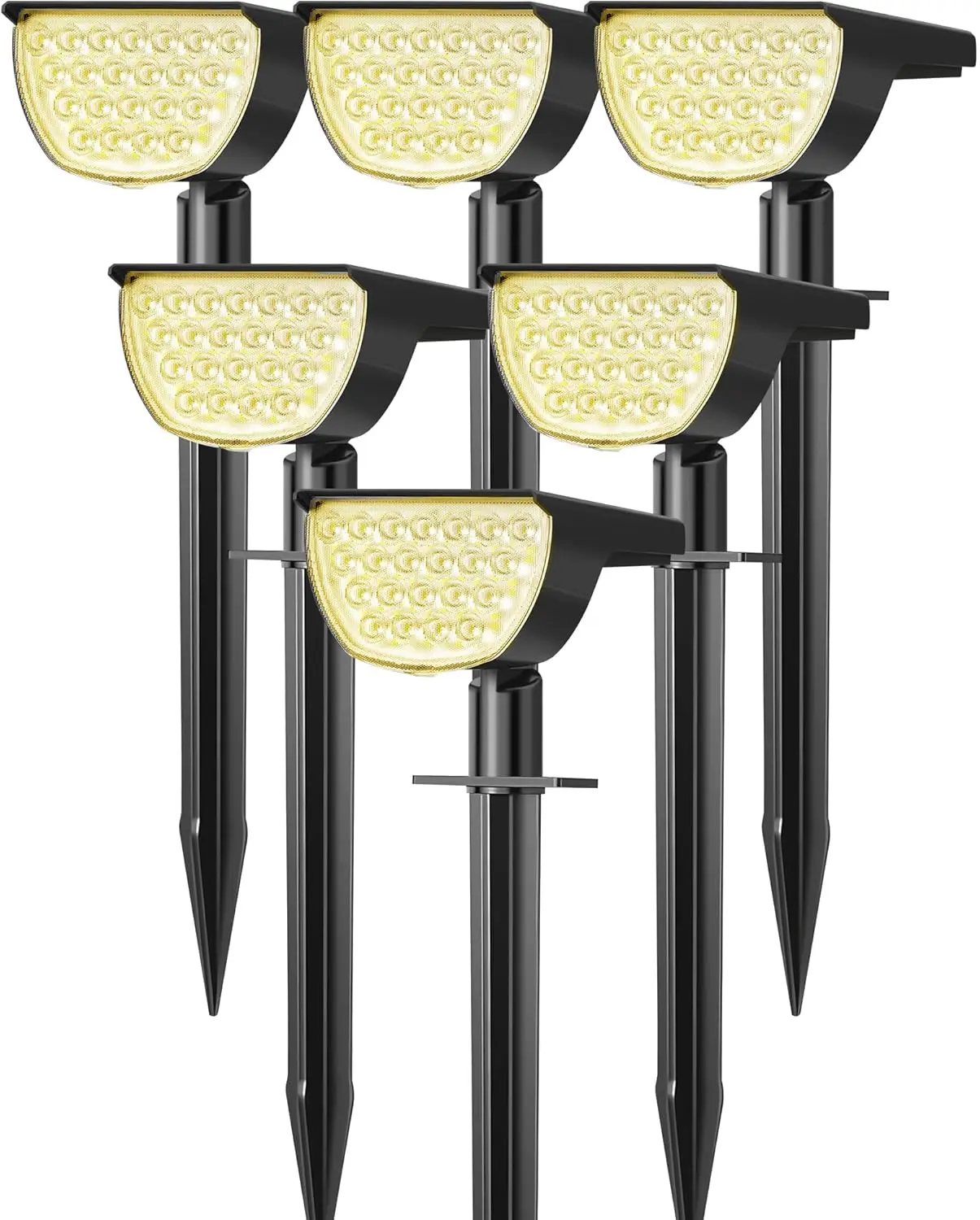 

76 LED Solar Spot Lights, 3 Modes Waterproof IP65 for Garden Pathway Yard Landscape (Warm White, 6 Pack)