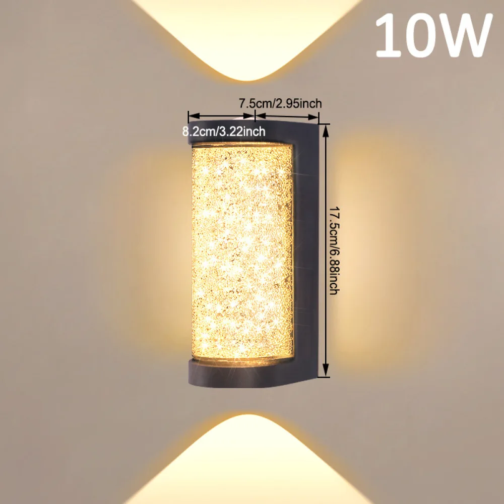 Modern Crystal LED Wall Lamp Up Down Lighting Decorative Sconce Fixture For Bedroom Hallway Indoor Outdoor Spaces