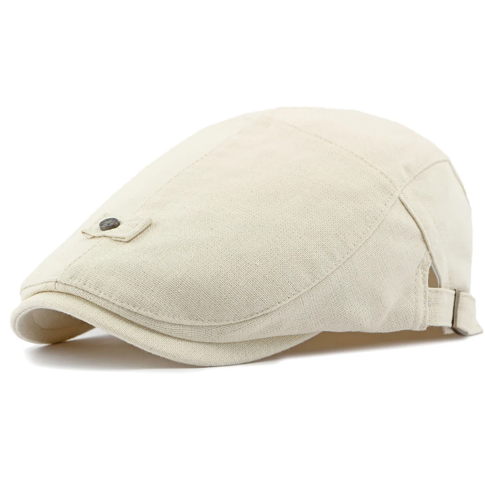 

HT4615 Beret Cap Spring Summer Breathable Linen Flat Cap Men Women Artist Painter Beret Hat Male Female Adjustable Mens Berets