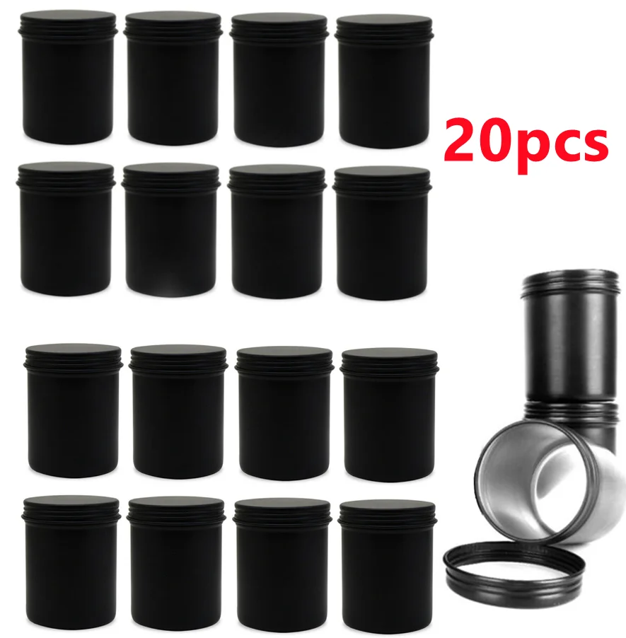 200ml Round Matte Black Metal Candle Jars Empty Containers Candle Vessels Tin for Wax Melt Candle Making Kit DIY Storage