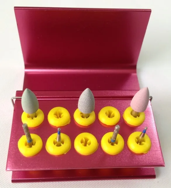 1Pc Dental 10 hole anti falling needle holder Bur holder Autoclavable Sterilize Box needle box car seat metallic SL304