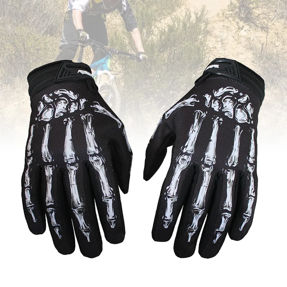 Gants Effrayants pour Adultes, Tête de Mort, Doigt, Patte, Unisexe, Cyclisme, Halloween, Complet, Noir, pour Homme et Femme