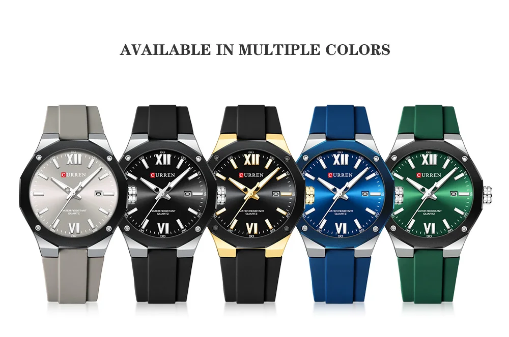 CURREN Einfache Luxus-Herrenuhren Neue Business-Quarz-Armbanduhr mit Silikonarmband Leuchtende Zeiger Wasserdichte Uhr – Detail 8