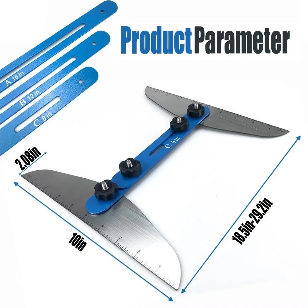 

Stair Tread Template Tool 11-60In Metal Measuring Stair Tool Adjustable Stair Tread Gauge for Layout Cutting Perfect Stairs