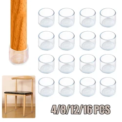 4/8/12/16 PCS Anti-Noise Chair Leg Silicone Floor Protectors Transparent Rubber Furniture Leg Cap Non-Slip Table Feet Caps Cover