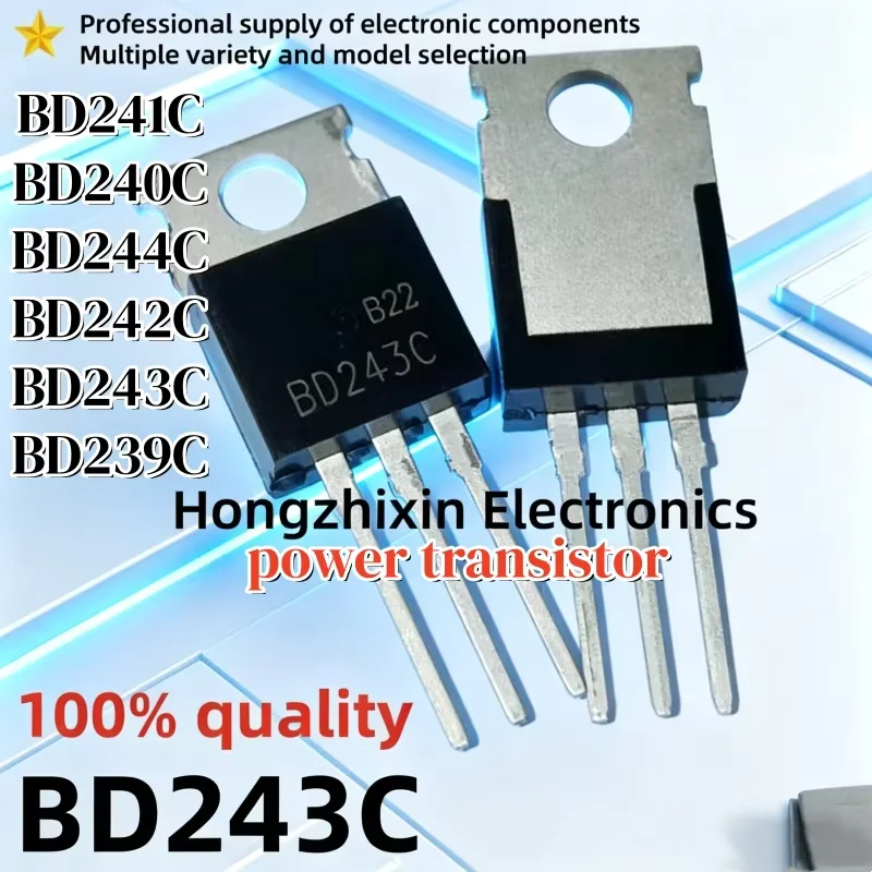 10PCS New 100% Quality BD241C BD241 BD240C BD240 BD244C BD244 BD242C BD242 BD243C BD243 BD239C BD239 TO-220 Power Transistor