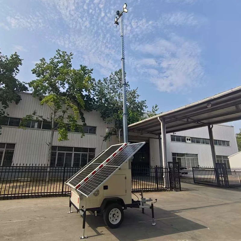 CE EPA Solar Light Tower With 4*150W LED Lamp & 6*200AH Battery White Light DC Power IP65 Rated Diesel Fuel