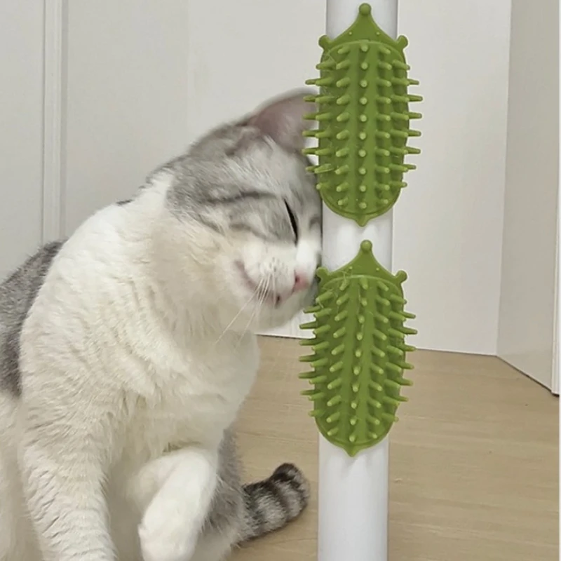 أداة خدش قطط مطاطية ذاتية الاستمالة - قابلة للتركيب على الحائط والطاولة، شعيرات مرنة، تدليك الحيوانات الأليفة غير الكهربائية، أداة إزالة الفراء