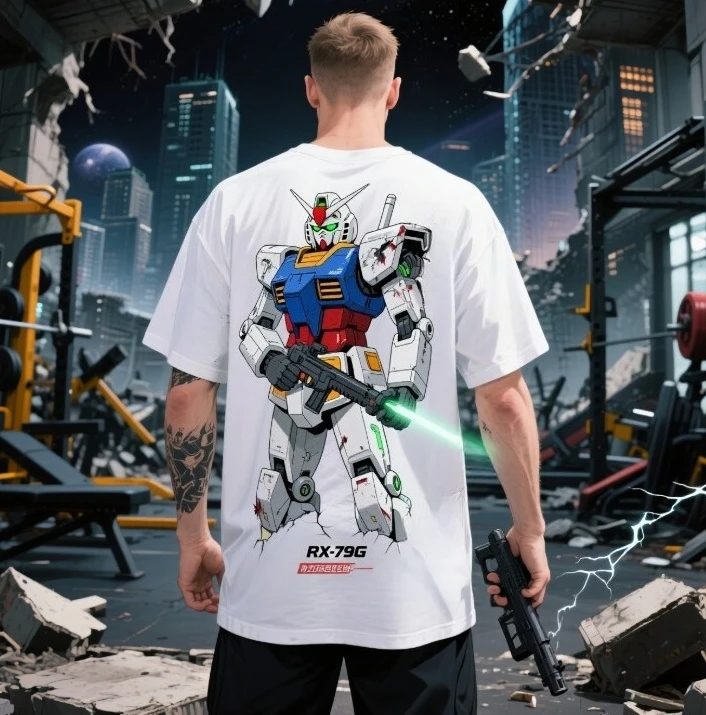 Camiseta de manga corta con estampado de Bandai Gundam para hombre y mujer, camiseta de Anime de dibujos animados, camiseta informal de verano con cuello redondo, superventas de 2025