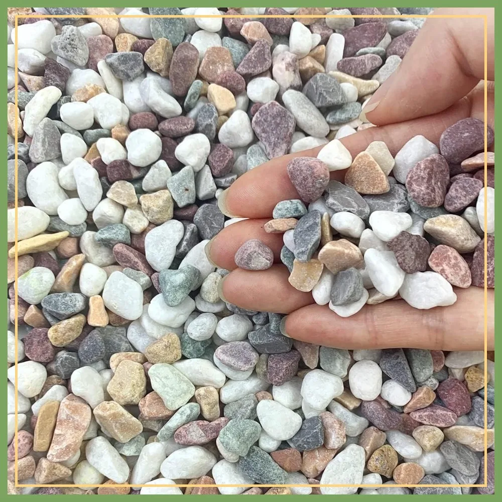 

2 lbs Natural Mixed Color Pea Gravel, 3/8 Inch Decorative Pebbles for Plants, Aquarium, Succulents, Indoor Outdoor Use