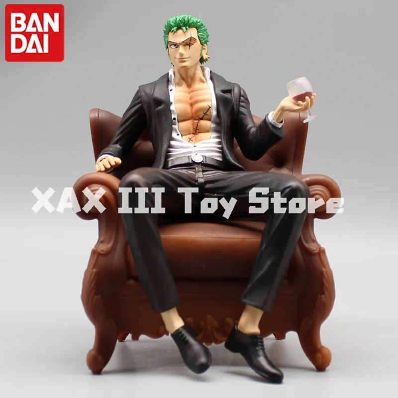 Cartoon One Piece Suit Thug Roronoa Zoro Sofa Sitting Posture Model Anime Action Figures Ornaments Toys Xmas Gifts Animation