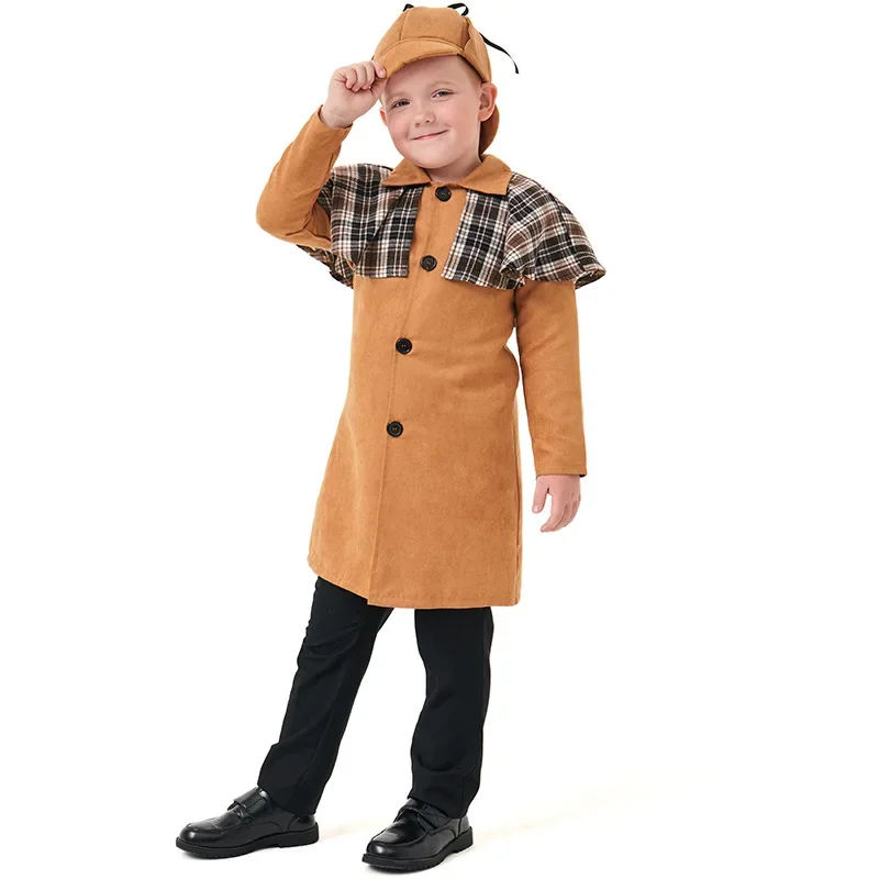 Umorden Unisex Girls Boys Private Detective Costume Cosplay 2pcs/set Halloween Costumes for Kids Children Tween Teens 4-16Y