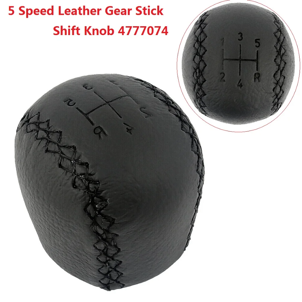 Black Car 5 Speed Leather Gear Stick Shift Knob Replaces 4777074 for Saab 95 9-5 1998-2011 99 00 01 02 03 04 05 06 07 08 09 2010