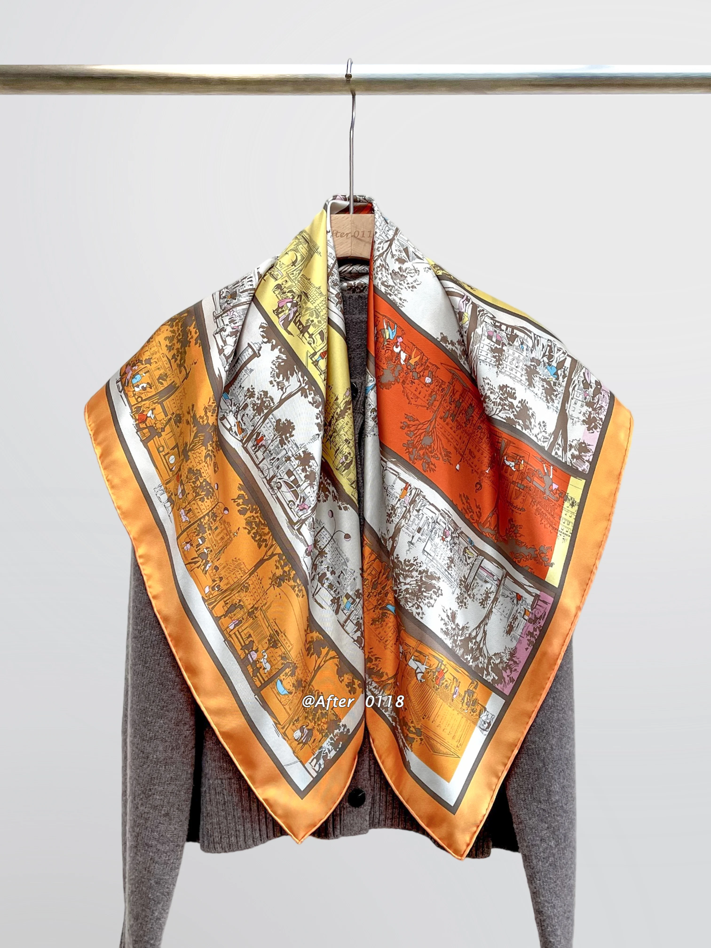 elegant-silk-scarf-90cm-square-shawl-women's-fashion-korean-style-multi-functional-geometric-pattern-spring-autumn-winter