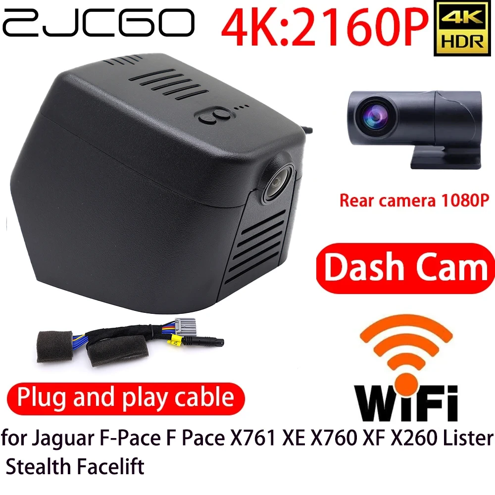 

ZJCGO 4K DVR Dash Cam Wifi Front Rear Camera 24h Monitor for Jaguar F-Pace F Pace X761 XE X760 XF X260 Lister Stealth Facelit