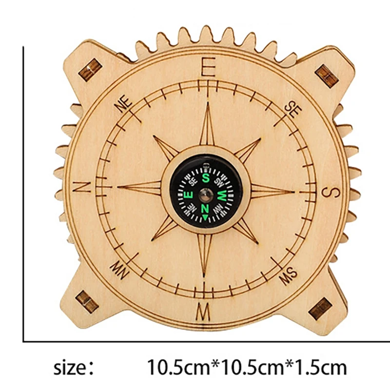 Brújula de madera casera para niños, Kit de Material hecho a mano, juguetes de ciencia, pequeña producción, iluminación científica