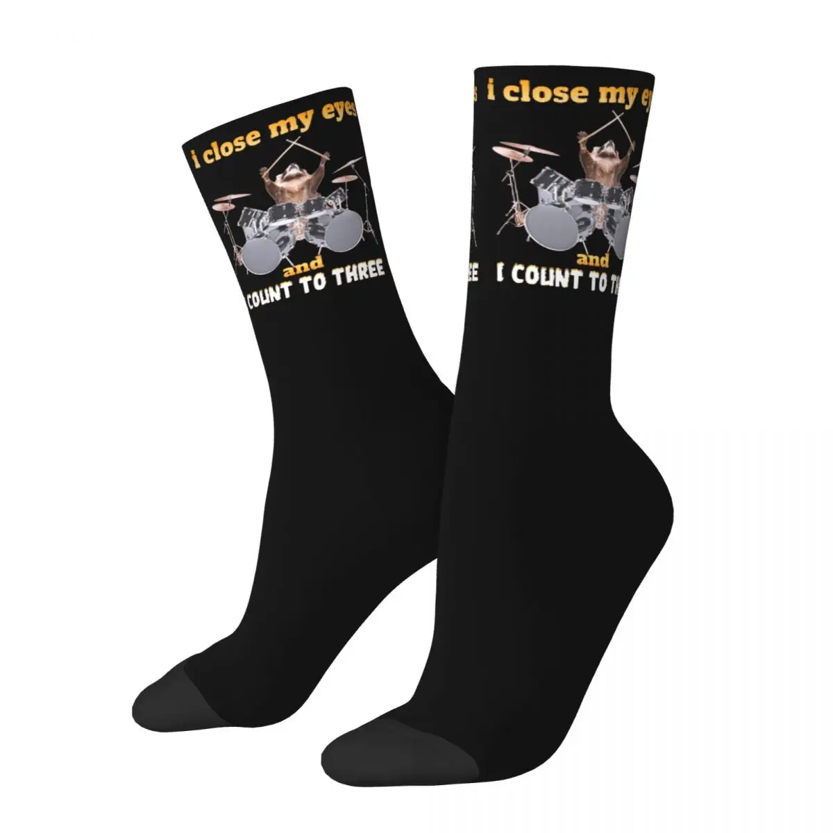 

Hip Hop Men Women Socks Funny Drummer Raccoon Meme Product Super Soft Animal Drum Sport Socks All Seasons