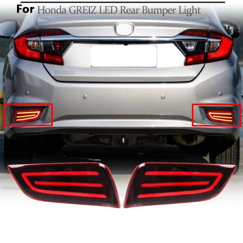 2Pcs 12V Car Led Tail Stop Rear Bumper Reflector Light Signal Lights Warning Rear Fog Brake lamp For Honda Greiz 2016-2019